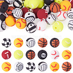 Handmade 8 Ball Polymer Clay Beads, Ball Games, Mixed Color, 9.5~10mm, Hole: 1.5~2mm, 30pcs/set(CLAY-TA0001-84B)