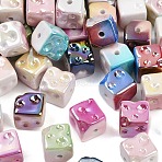 UV Plating Opaque Acrylic Beads, Iridescent, Cheese, Mixed Color, 14x14x14mm, Hole: 2.5mm(X1-MACR-C036-14)