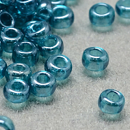 12/0 Grade A Round Glass Seed Beads, Transparent Colours Lustered, Light Sea Green, 12/0, 2x1.5mm, Hole: 0.3mm(SEED-Q011-F521)