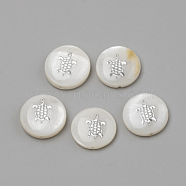 Natural Freshwater Shell Beads, Flat Round & Tortoise, Platinum, 15x4mm, Hole: 1mm(X-SHEL-Q011-005P)