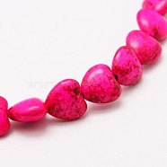 Heart Synthetic Turquoise Beads Strands, Dyed, Hot Pink, 10x10x5mm, Hole: 1mm, about 42pcs/strand, 15.7 inch(TURQ-I019-10mm-04)