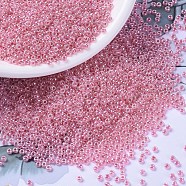 MIYUKI Round Rocailles Beads, Japanese Seed Beads, 11/0, (RR535) Carnation Pink Ceylon, 2x1.3mm, Hole: 0.8mm, about 1111pcs/10g(X-SEED-G007-RR0535)