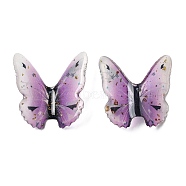 Translucent Resin Cabochons, with Gold Foils, Butterfly, Plum, 37x40x2mm(CRES-M023-02A)