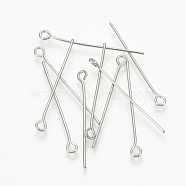 304 Stainless Steel Eye Pin, Stainless Steel Color, 20x0.7mm, Hole: 2mm(STAS-S076-74-20mm)