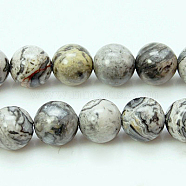 Natural Map Stone/Picasso Stone/Picasso Jasper Beads Strands, Round, 4mm, Hole: 1mm, about 88pcs/strand, 15.3 inch(G-G047-4mm)