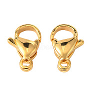 304 Stainless Steel Lobster Claw Clasps, Parrot Trigger Clasps, Manual Polishing, Real 24K Gold Plated, 11x7x3.5mm, Hole: 1mm(STAS-R050-11x7mm-02)