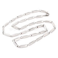 Non-Tarnish 304 Stainless Steel Rectangle Link Chain Necklaces for Women, Stainless Steel Color, 19.49~19.96 inch(49.5~50.7cm)(NJEW-G140-05P)