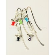 Alloy Bookmarks/Hairpins, with Glass Beads and Tibetan Style Beads, Mixed Color, 83mm(AJEW-JK00024)