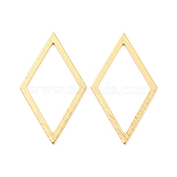 Brass Linking Rings, Textured, Rhombus Connector, Real 18K Gold Plated, 32x18x0.8mm, Inner Diameter: 24.5x14mm(KK-M261-38G)