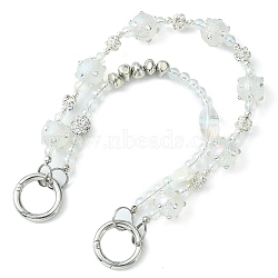 2-Layer Acrylic & Plastic Beaded Bag Straps, with Alloy Spring Gate Rings, for Bag, Phone Decoration, Clear AB, 24.7cm(HJEW-JM01082)