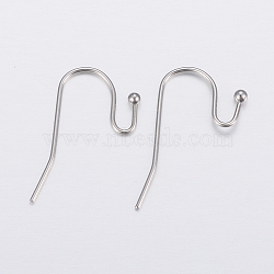304 Stainless Steel Earring Hooks, Ear Wire, Stainless Steel Color, 21x12x2mm, 21 Gauge, Pin: 0.7mm(STAS-H448-01P)