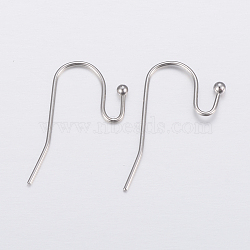 Tarnish Resistant 304 Stainless Steel Earring Hooks, Ear Wire, Stainless Steel Color, 21x12x2mm, 21 Gauge, Pin: 0.7mm(STAS-H448-01P)