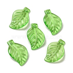 Transparent Acrylic Pendant, Leaf, Lawn Green, 19.5x12x2.5mm, Hole: 2mm, 1785pcs/500g(OACR-E039-69B)