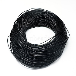 Round Cowhide Leather Cord, Leather Rope String for Bracelets Necklaces, Black, 3mm, about 100yard/bundle(WL-Q007-3mm-2)