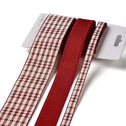 9 Yards 3 Styles Tartan Print Polyester Ribbon, for DIY Handmade Craft, Hair Bowknots and Gift Decoration, Red, 3/8~1-5/8 inch(10~40mm) about 3 yards/style(SRIB-C002-01G)