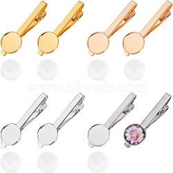 DIY Blank Tie Clip Making Kit, Including Brass Tie Clip Cabochon Settings, Glass Cabochons, Mixed Color, 16Pcs/box(DIY-FH0004-72)