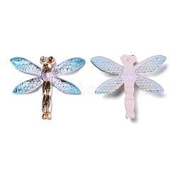 Transparent Resin Pendants, Dragonfly, Aqua, 26.5x31.5x3.5mm, Hole: 1mm(RESI-WH0020-020H)