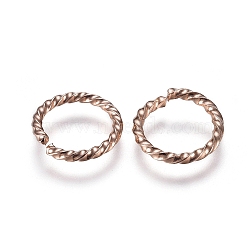 304 Stainless Steel Jump Rings, Open Jump Rings, Twisted, Rose Gold, 16 Gauge, 10x1.3mm, Inner Diameter: 8mm(STAS-E484-71B-RG)