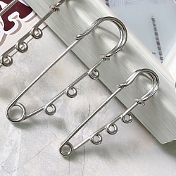 Stainless Steel Safety Pins, with 3 Loop, Stainless Steel Color, 50x14.6x1.5mm(STAS-TAC0002-38A-P)