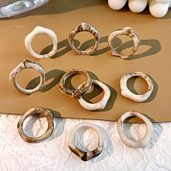 Resin Rings, Jwewly for Unisex, Nuggest, Sienna, Inner Diameter: 18mm, 10pcs/set(PW-WG3BC8C-05)