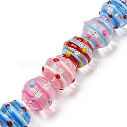 Handmade Bumpy Lampwork Beads Strands, with Enamel, Round, Colorful, 13~14x11~11.5mm, Hole: 1.2mm, about 30pcs/strand, 13.27''(33.7cm)(LAMP-R145-09)