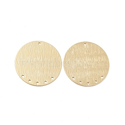 Rack Plating Brass Chandelier Components, Long-Lasting Plated, Cadmium Free & Lead Free, Textured, Flat Round, Golden, 25x0.7mm, Hole: 1.2mm(KK-D083-22G-01)