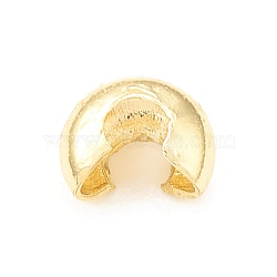 Brass Crimp Beads Cover, Real 18K Gold Plated, 4x2mm, Hole: 1.2mm(X-KK-P228-58G)