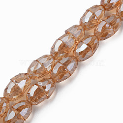 Electroplate Transparent Glass Beads Strands, Faceted, Bell, BurlyWood, 8x7mm, Hole: 1mm, about 94~100pcs/strand, 25.20 inch(64cm)(EGLA-N002-35-F02)