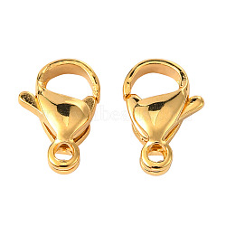 304 Stainless Steel Lobster Claw Clasps, Parrot Trigger Clasps, Manual Polishing, Real 24K Gold Plated, 11x7x3.5mm, Hole: 1mm(STAS-R050-11x7mm-02)