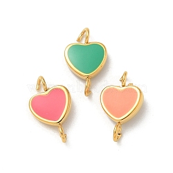 Ion Plating(IP) 304 Stainless Steel Enamel Heart Connector Charms, Real 14K Gold Plated, Mixed Color, 12x7x3mm, Hole: 1.6mm(STAS-G351-08G)