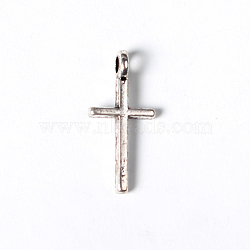 Alloy Pendants, Cadmium Free & Nickel Free & Lead Free, Cross, Antique Silver, 17x8x2mm, Hole: 2mm(X-PALLOY-2314-AS-FF)