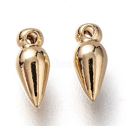 Brass Charms, Long-Lasting Plated, Bullet, Real 24K Gold Plated, 7x3mm, Hole: 0.7mm(X-KK-H759-48G)