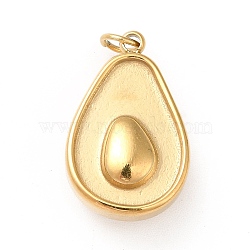 Ion Plating(IP) 304 Stainless Steel Pendants, with Jump Ring, Avocado Charms, Real 14K Gold Plated, 18x11.5x7mm, Hole: 2.8mm(STAS-G295-43G)