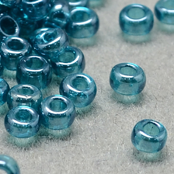 12/0 Grade A Round Glass Seed Beads, Transparent Colours Lustered, Light Sea Green, 12/0, 2x1.5mm, Hole: 0.3mm