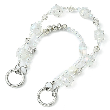 2-Layer Acrylic & Plastic Beaded Bag Straps, with Alloy Spring Gate Rings, for Bag, Phone Decoration, Clear AB, 24.7cm