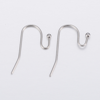 304 Stainless Steel Earring Hooks, Ear Wire, Stainless Steel Color, 21x12x2mm, 21 Gauge, Pin: 0.7mm