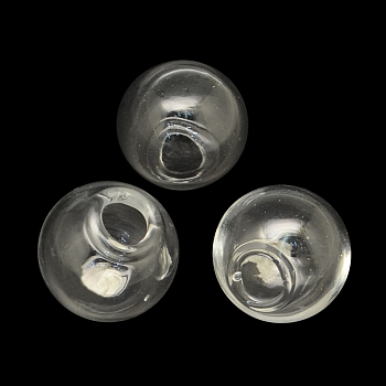 Round Handmade Blown Glass Globe Ball Bottles, One Hole, for Glass Vial Pendants Making, Clear, 12mm, Hole: 3~4mm