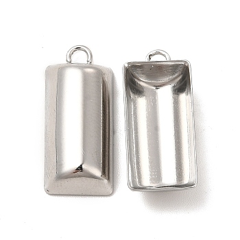 304 Stainless Steel Pendants, Half Column Charm, Stainless Steel Color, 19x17.5x4.5mm, Hole: 1.6mm