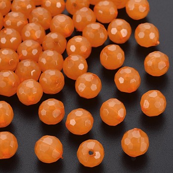 Imitation Jelly Acrylic Beads, Faceted, Round, Dark Orange, 10x9.5mm, Hole: 1.8mm, about 890pcs/500g