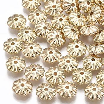 CCB Plastic Beads, Flower, Light Gold, 8x3.5mm, Hole: 1.4mm