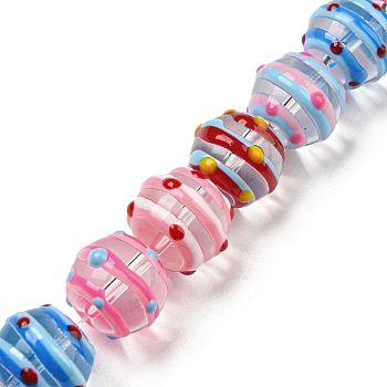 Handmade Bumpy Lampwork Beads Strands, with Enamel, Round, Colorful, 13~14x11~11.5mm, Hole: 1.2mm, about 30pcs/strand, 13.27''(33.7cm)