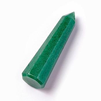 Natural Green Aventurine Pointed Beads, Healing Stones, Reiki Energy Balancing Meditation Therapy Wand, No Hole/Undrilled, Bullet, 59~61x16~17mm