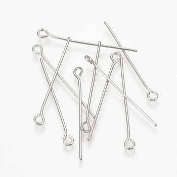 304 Stainless Steel Eye Pin, Stainless Steel Color, 20x0.7mm, Hole: 2mm