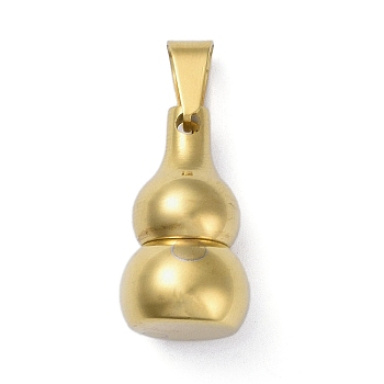 Ion Plating(IP) Openable 304 Stainless Steel Urn Ashes Pendants, Gourd Charm, Golden, 24x13.5mm, Hole: 7.5x5mm