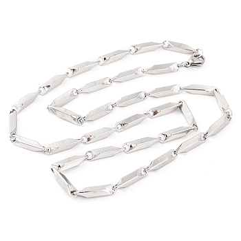 Non-Tarnish 304 Stainless Steel Rectangle Link Chain Necklaces for Women, Stainless Steel Color, 19.49~19.96 inch(49.5~50.7cm)