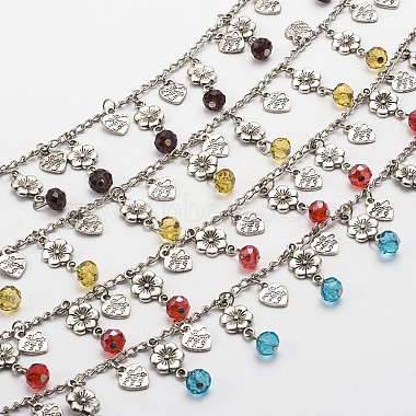 Mixed Color Alloy + Glass Handmade Chains Chain