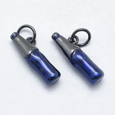 Gunmetal Blue Bottle Brass+Enamel Pendants