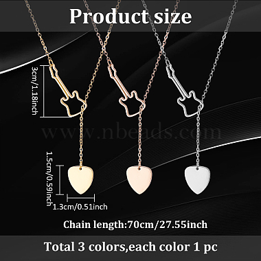 3Pcs 3 Colors Titanium Steel Lariat Necklaces Set(NJEW-AN0001-65)-2