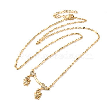 Brass Micro Pave Clear Cubic Zirconia Girls and boys Pendant Necklaces for Valentine's Day(NJEW-K381-01A-G)-2