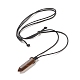 Natural Tiger Eye Bullet Pendant Necklace with Waxed Cords for Women(NJEW-M196-02A)-2